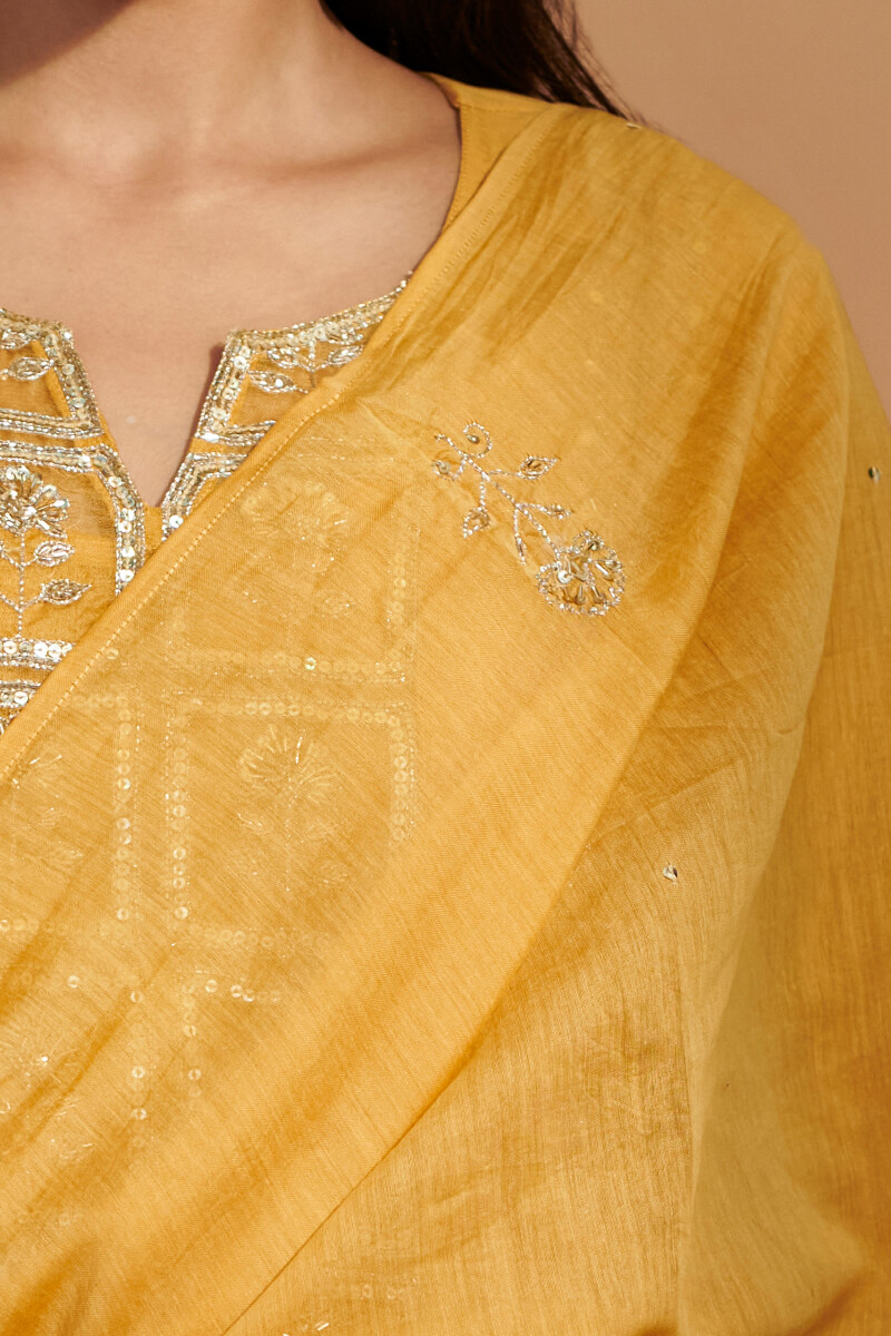 Mustard Handcrafted Chanderi Dupatta