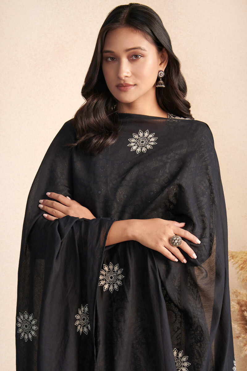 Black Handcrafted Chanderi Dupatta