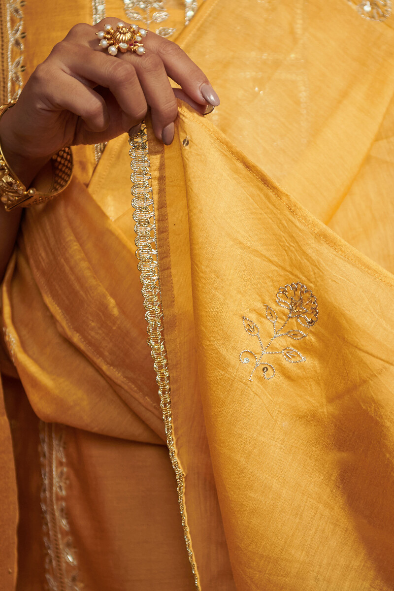 Mustard Handcrafted Chanderi Dupatta