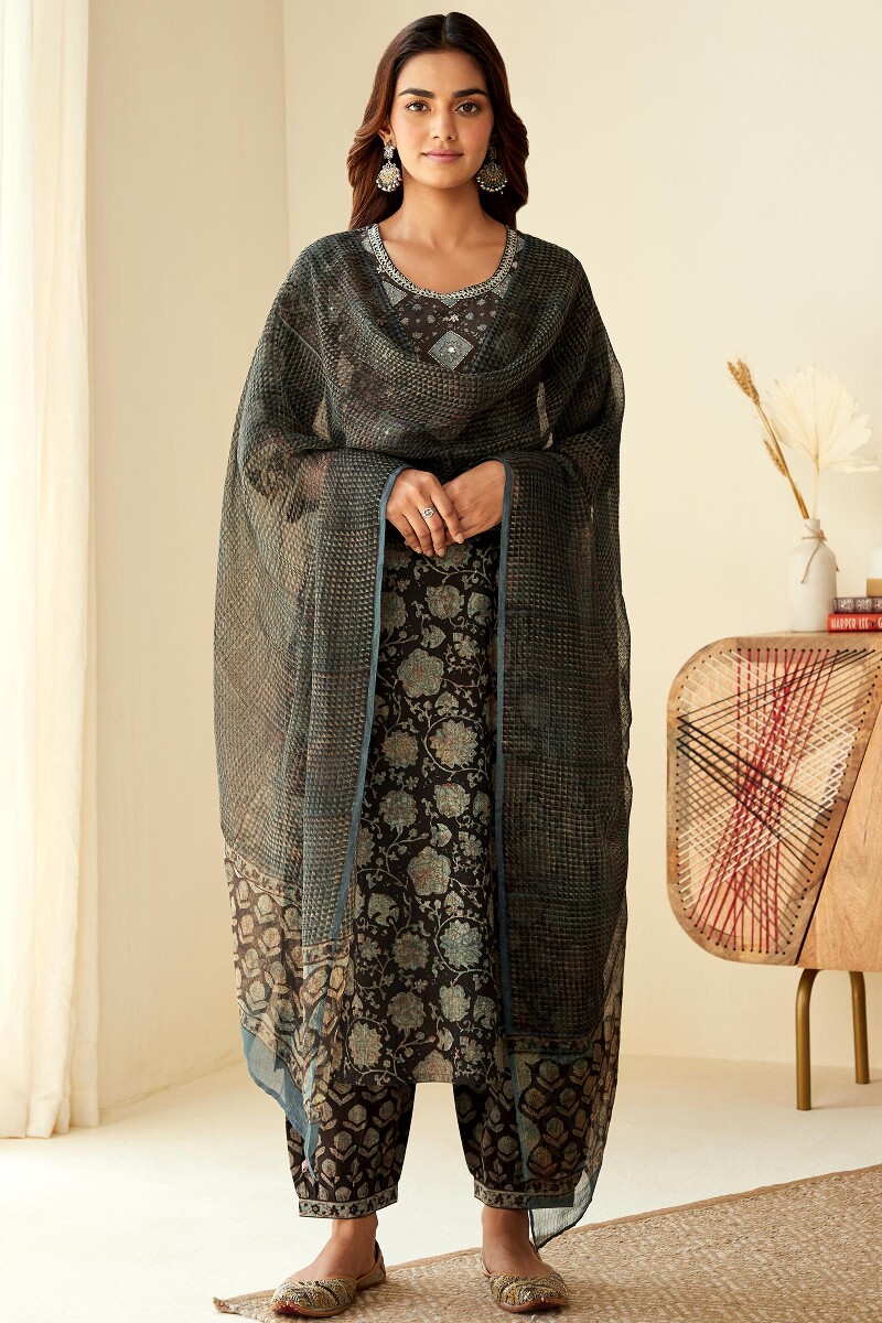 Akola Hand Block-Printed Cotton Izhaar Pants