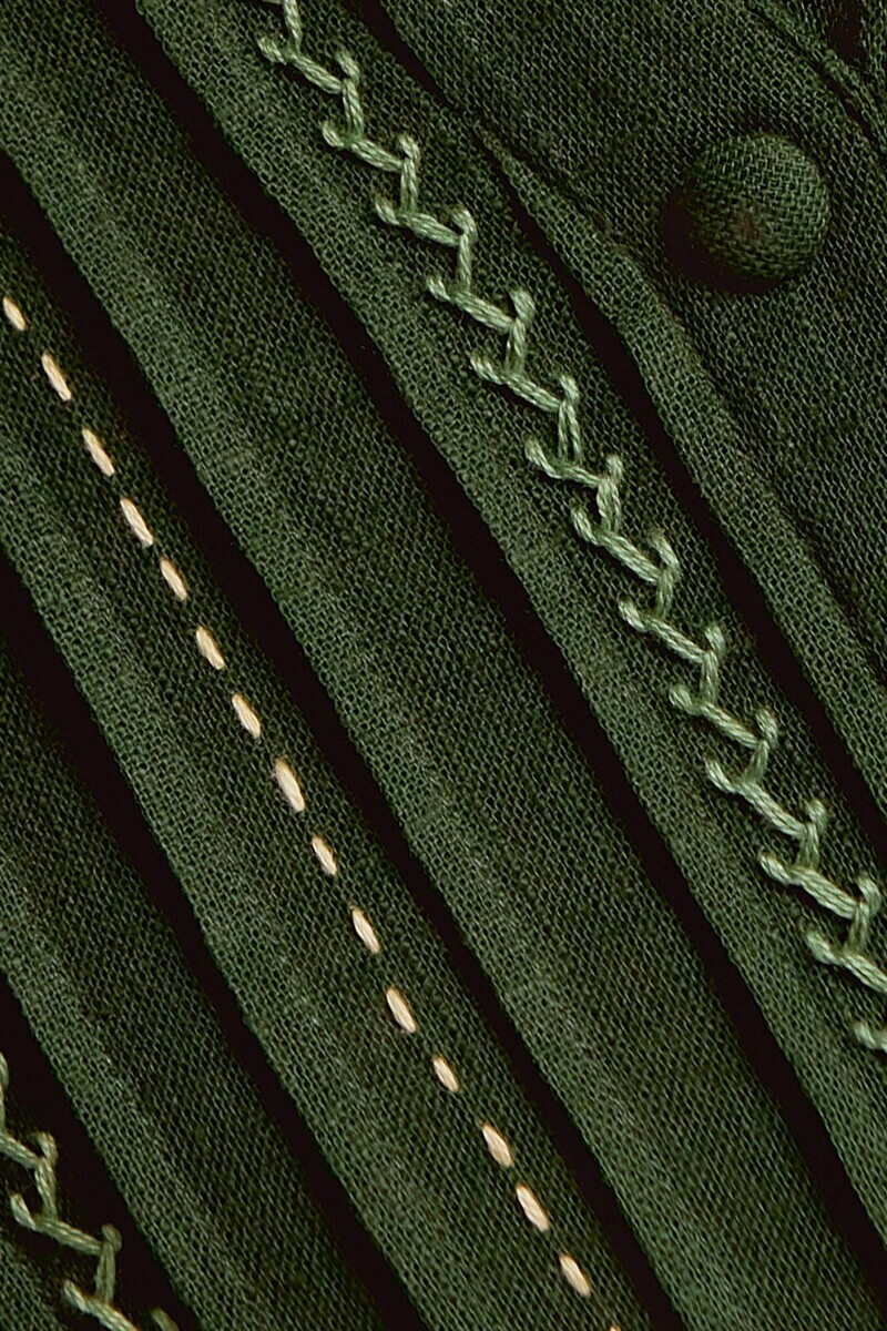 Green Handcrafted Straight Gauze Slub Kurta