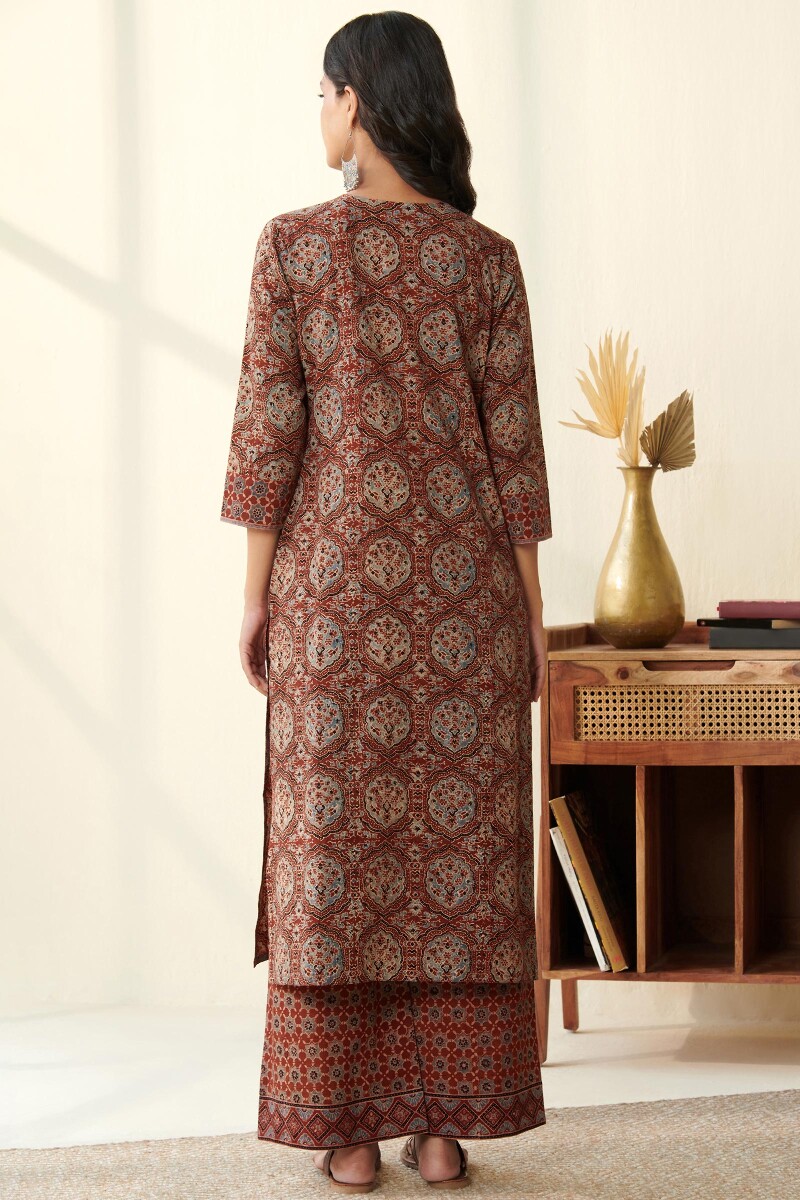 Ajrak Hand Block Printed Straight Cotton Kurta