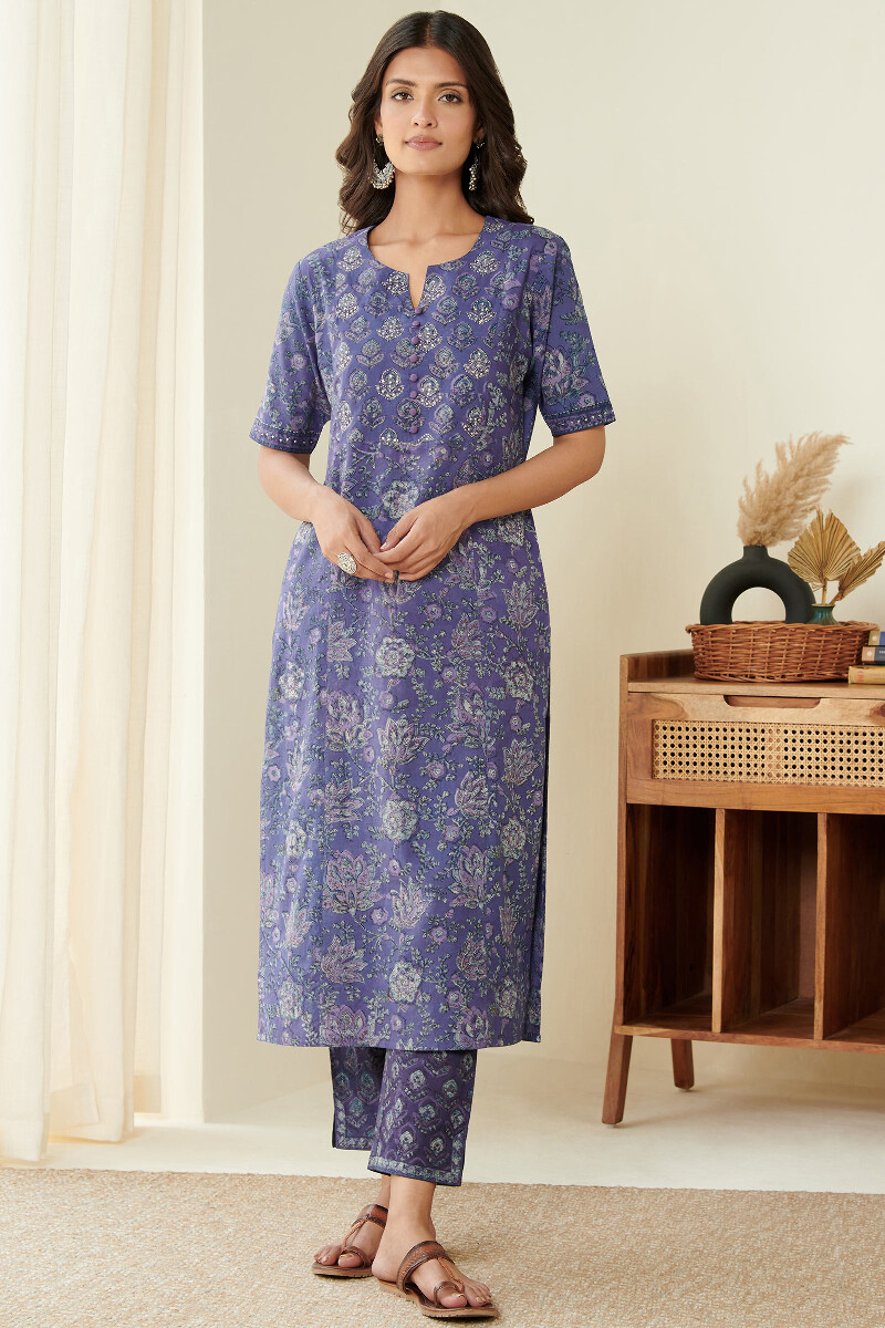 Akola Hand Block Printed Straight Cotton Kurta