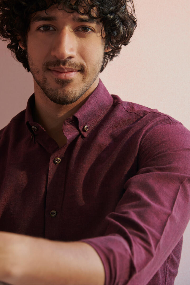 Wine Handcrafted Cotton Shirt