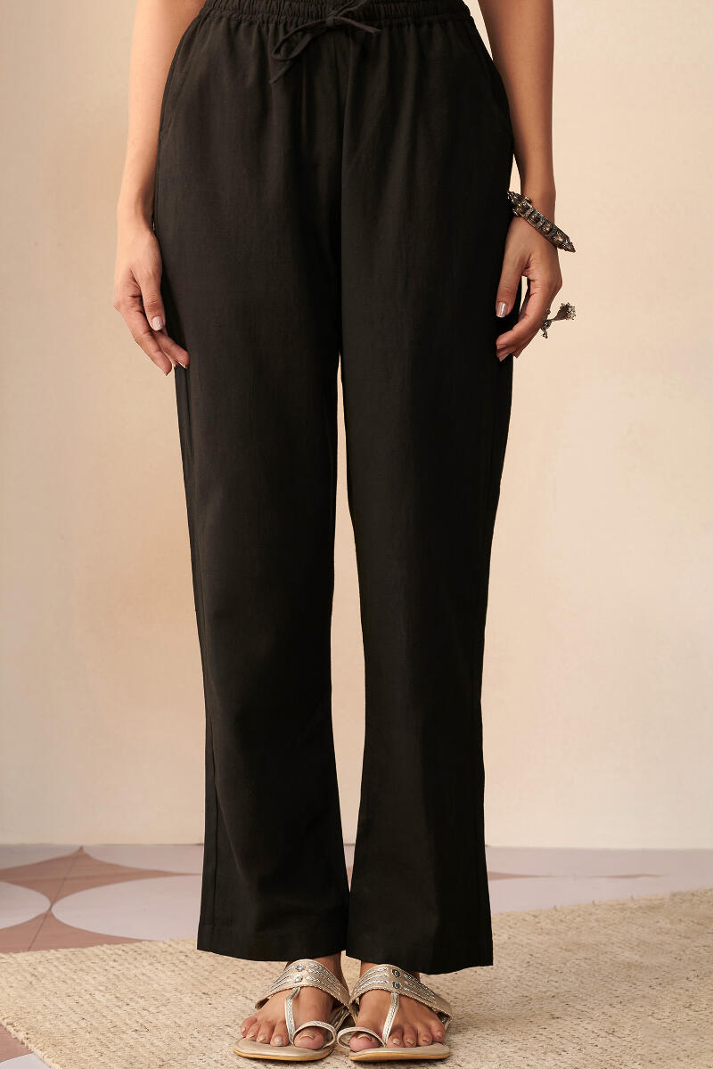 Black Handcrafted Cotton Pants