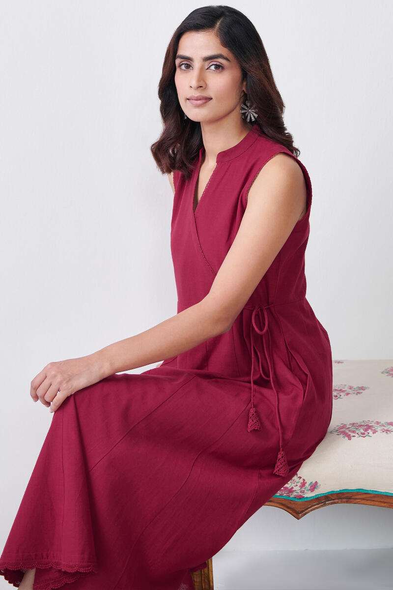 Maroon Handcrafted Cotton Dress