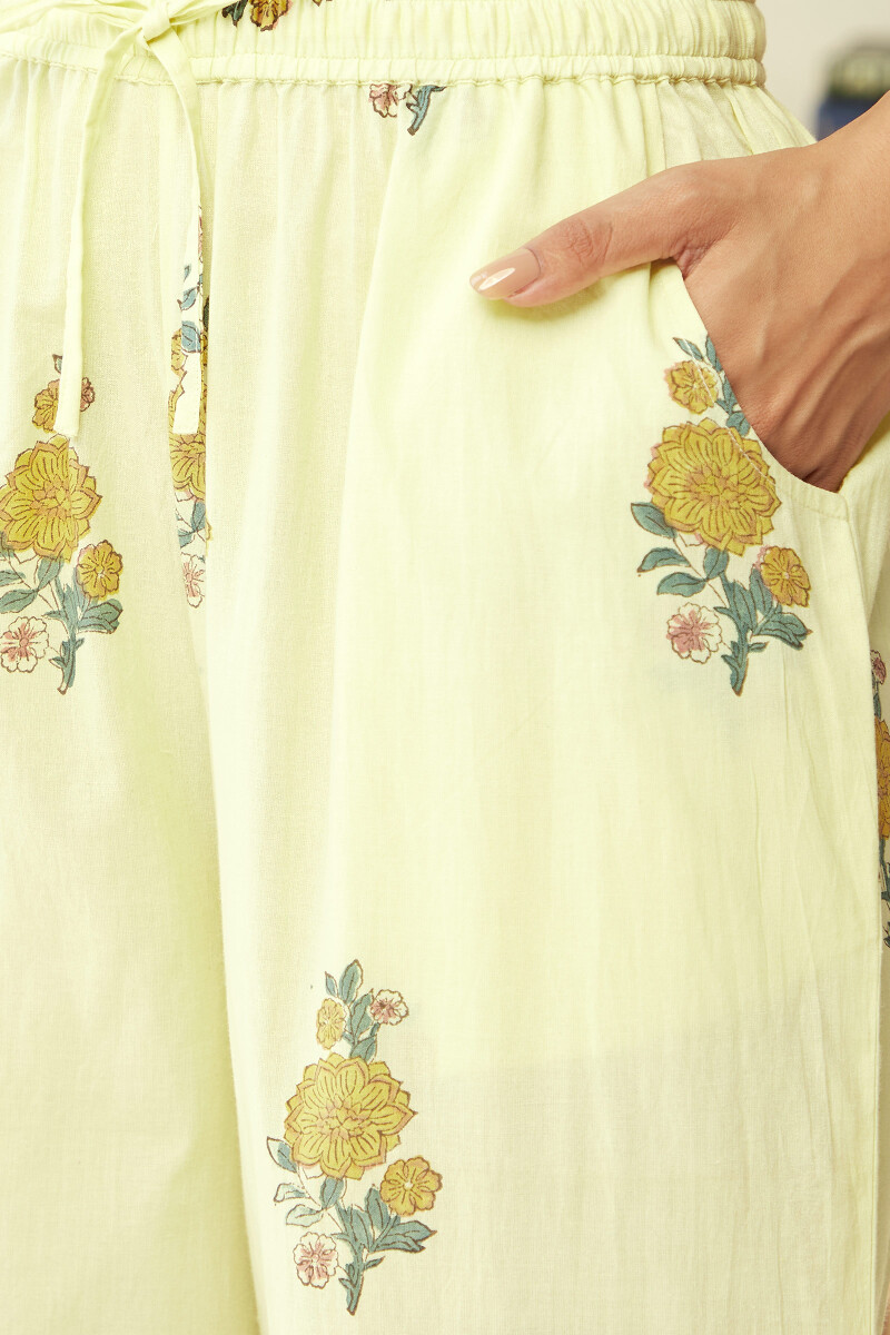 Yellow Hand Block-Printed Cotton Farsi