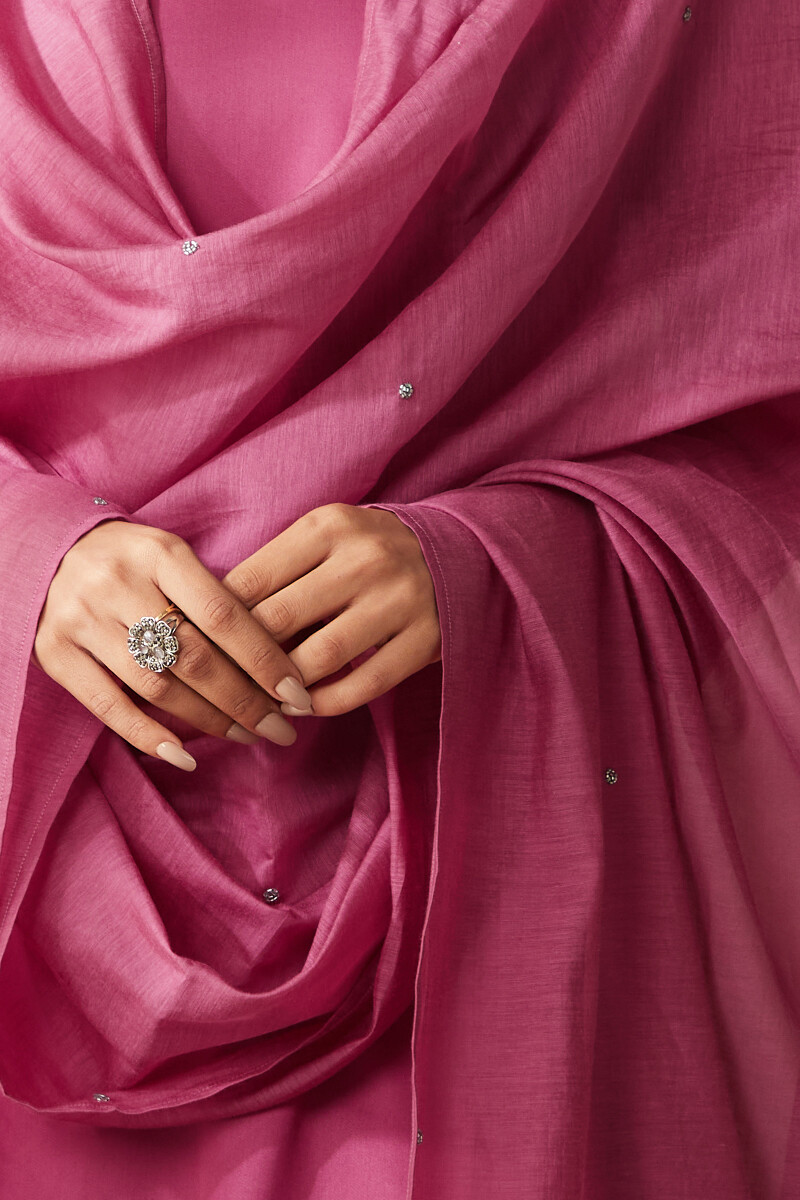 Pink Handcrafted Chanderi Dupatta