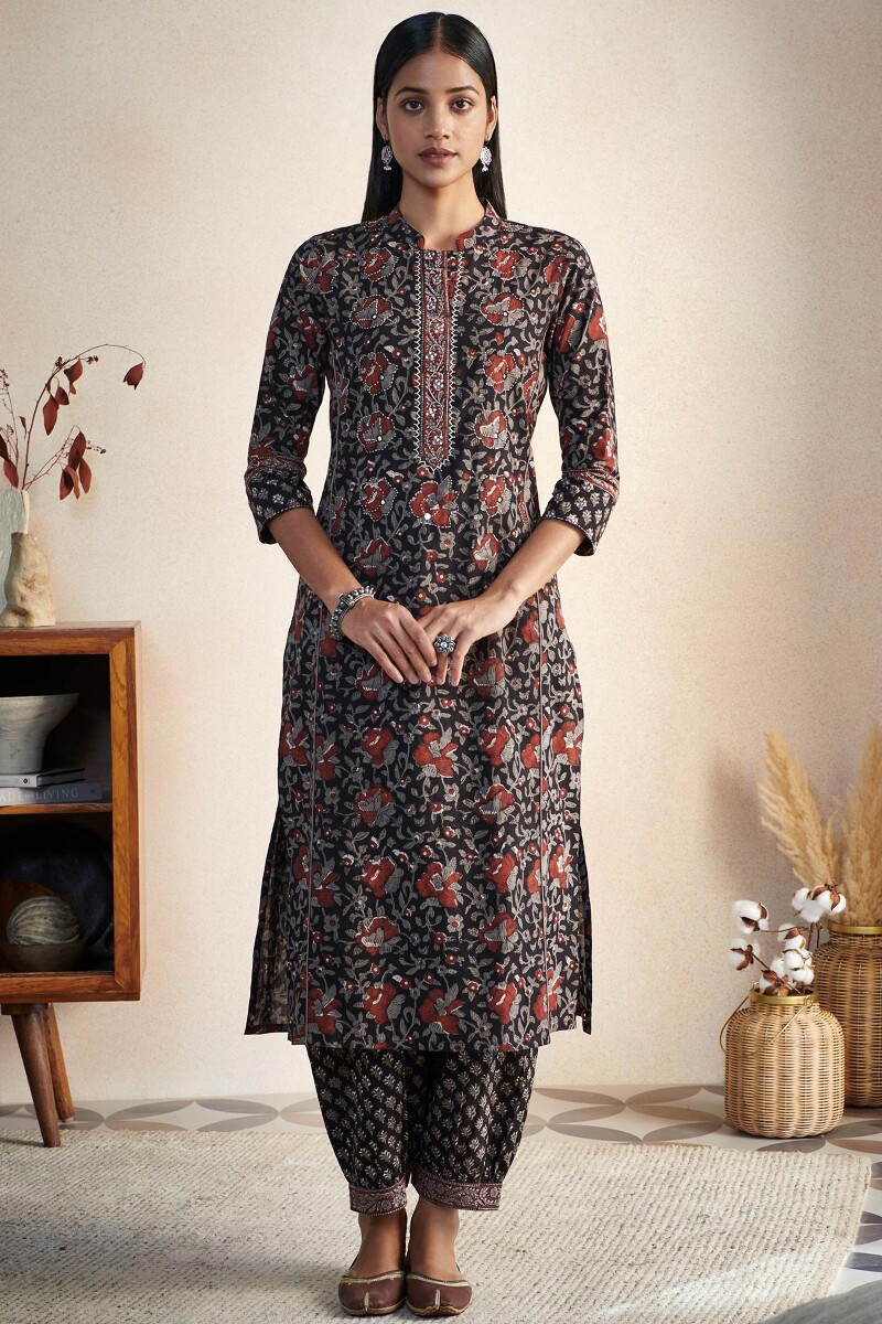 Bagru Hand Block Printed Straight Cotton Kurta
