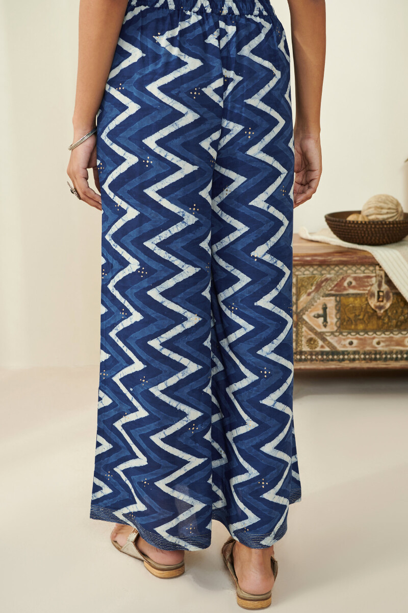 Indigo Hand Block Printed Modal Palazzos