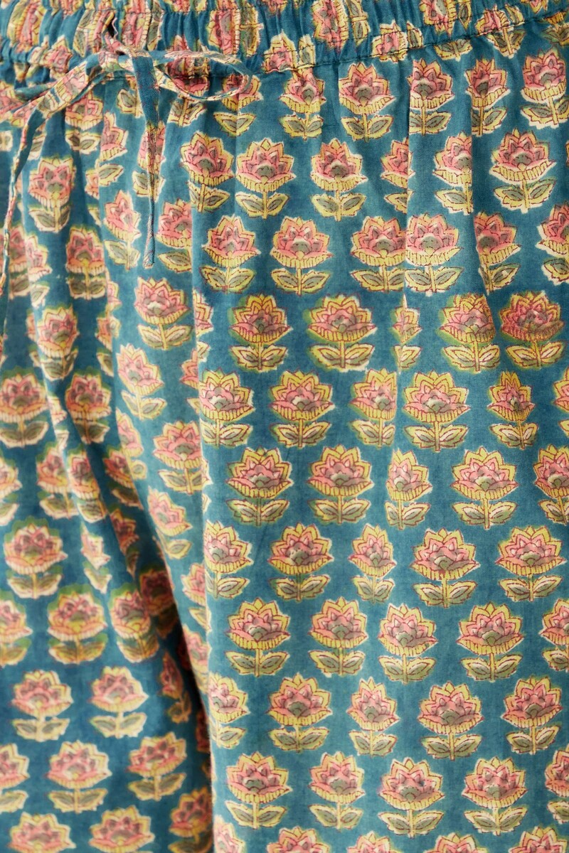 Blue Hand Block-Printed Cotton Izhaar Pants