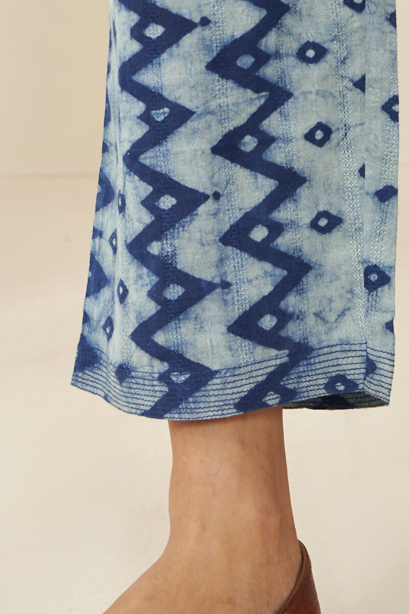 Indigo Hand Block Printed Cotton Dobby Farsi