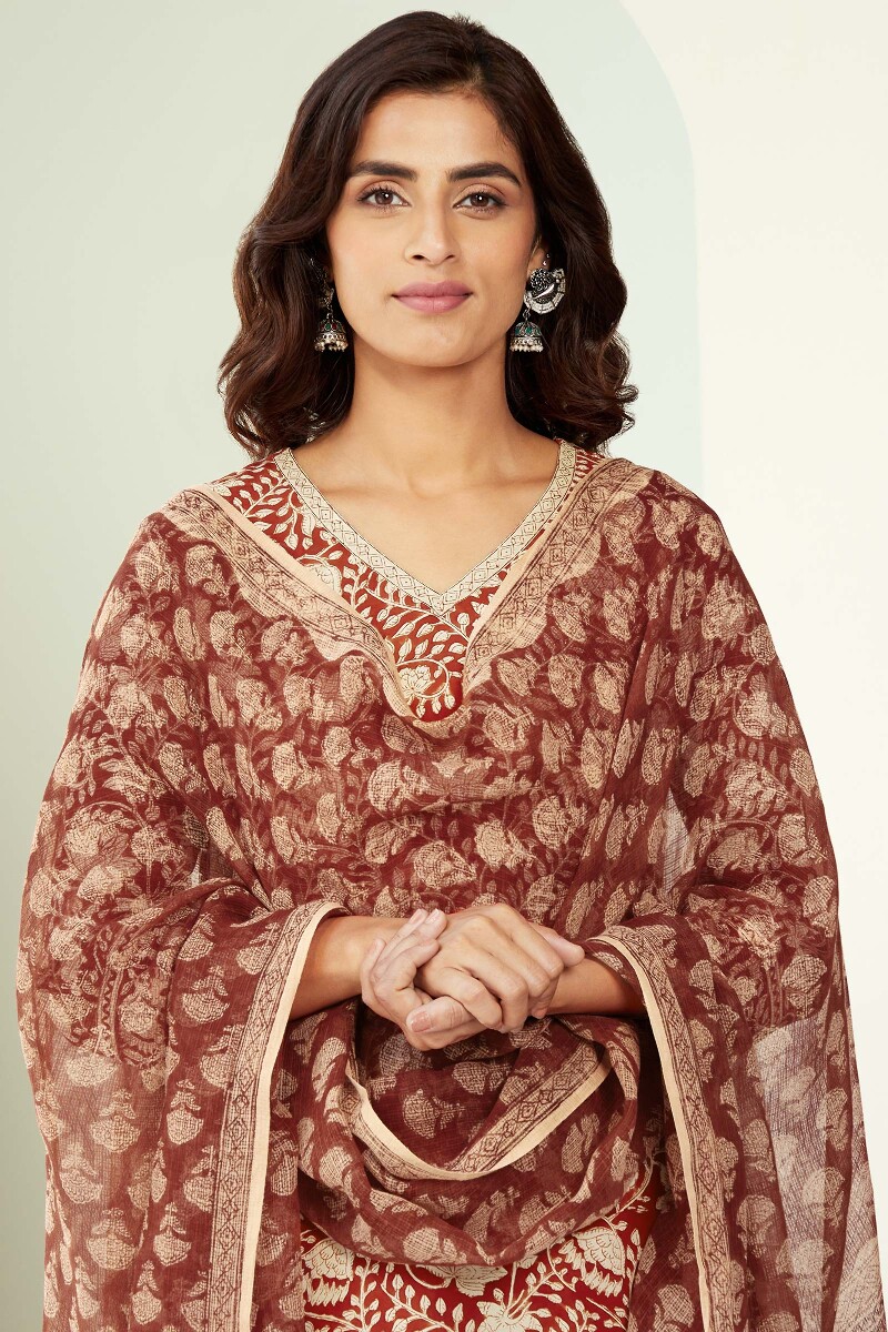 Bagru Hand Block-Printed Kota Dupatta