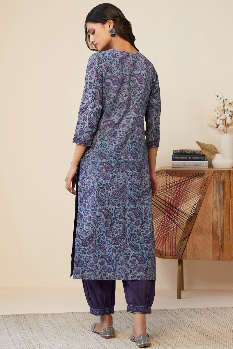 Akola Hand Block-Printed Straight Cotton Kurta