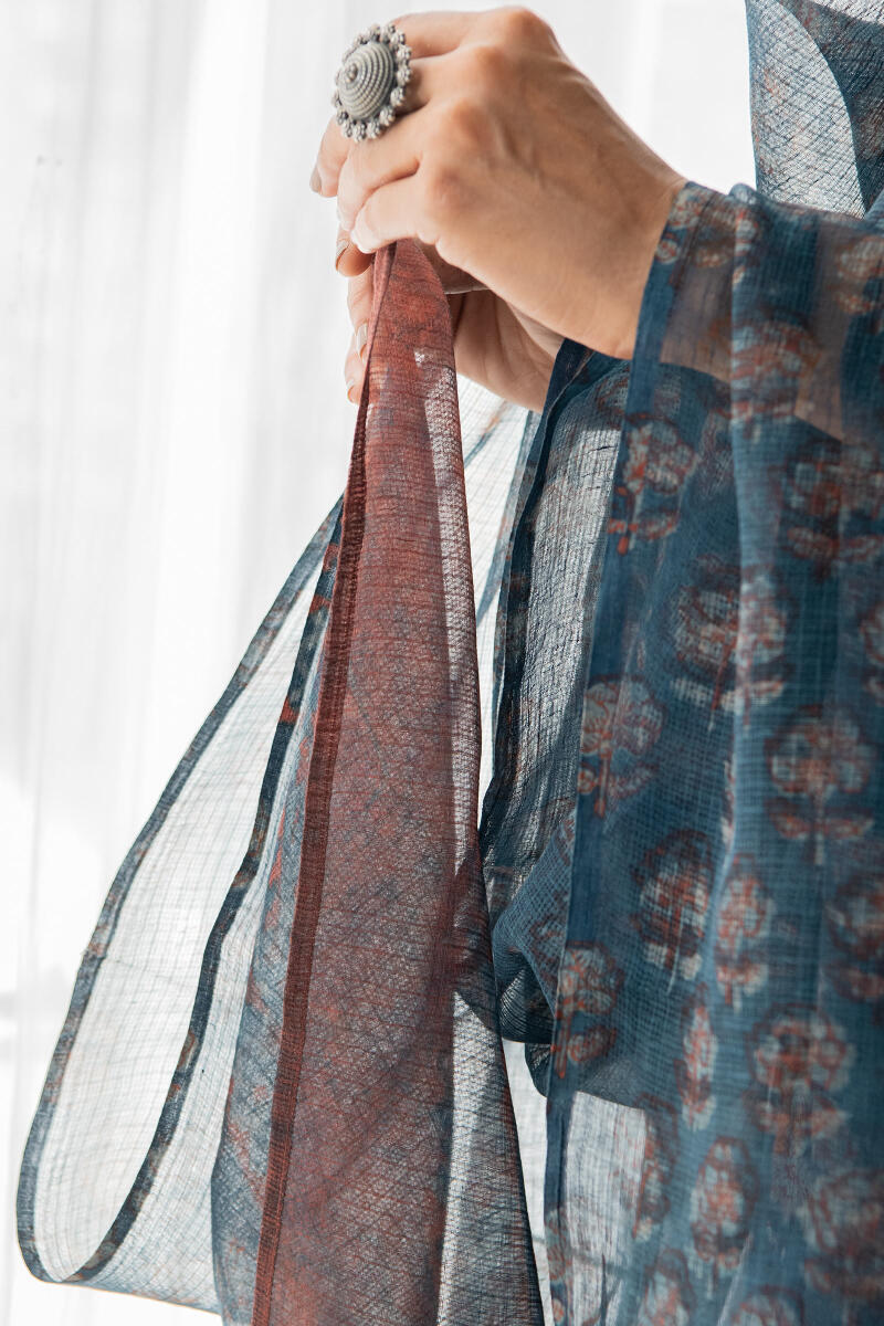 Akola Hand Block Printed Kota Dupatta