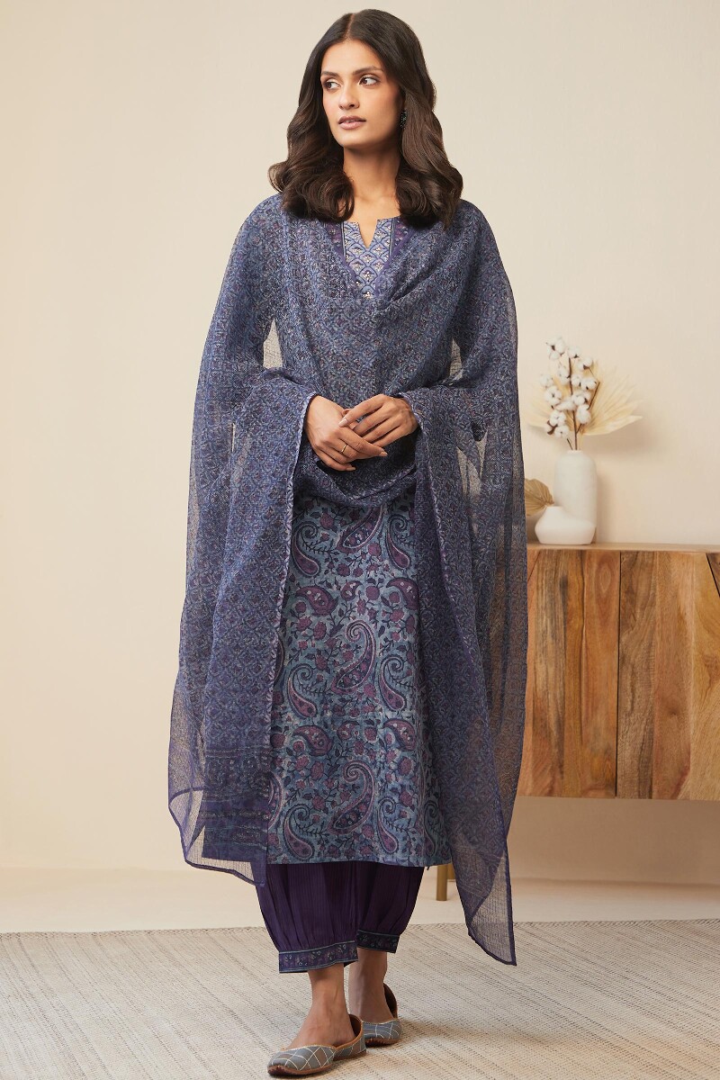 Akola Hand Block-Printed Kota Dupatta