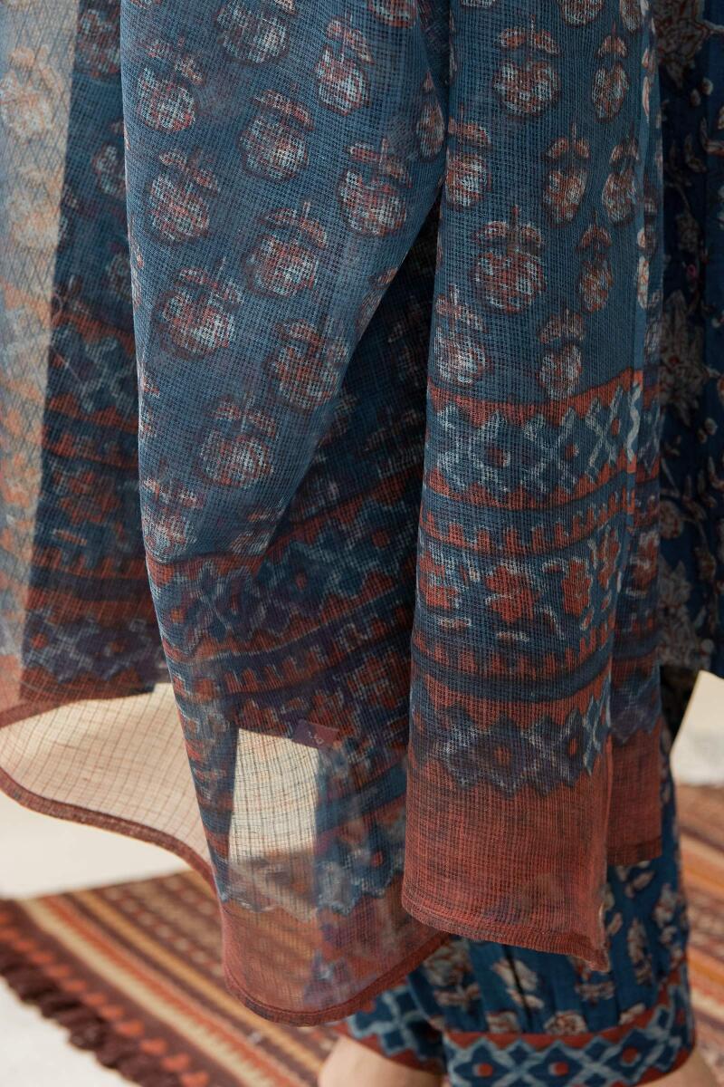 Akola Hand Block Printed Kota Dupatta