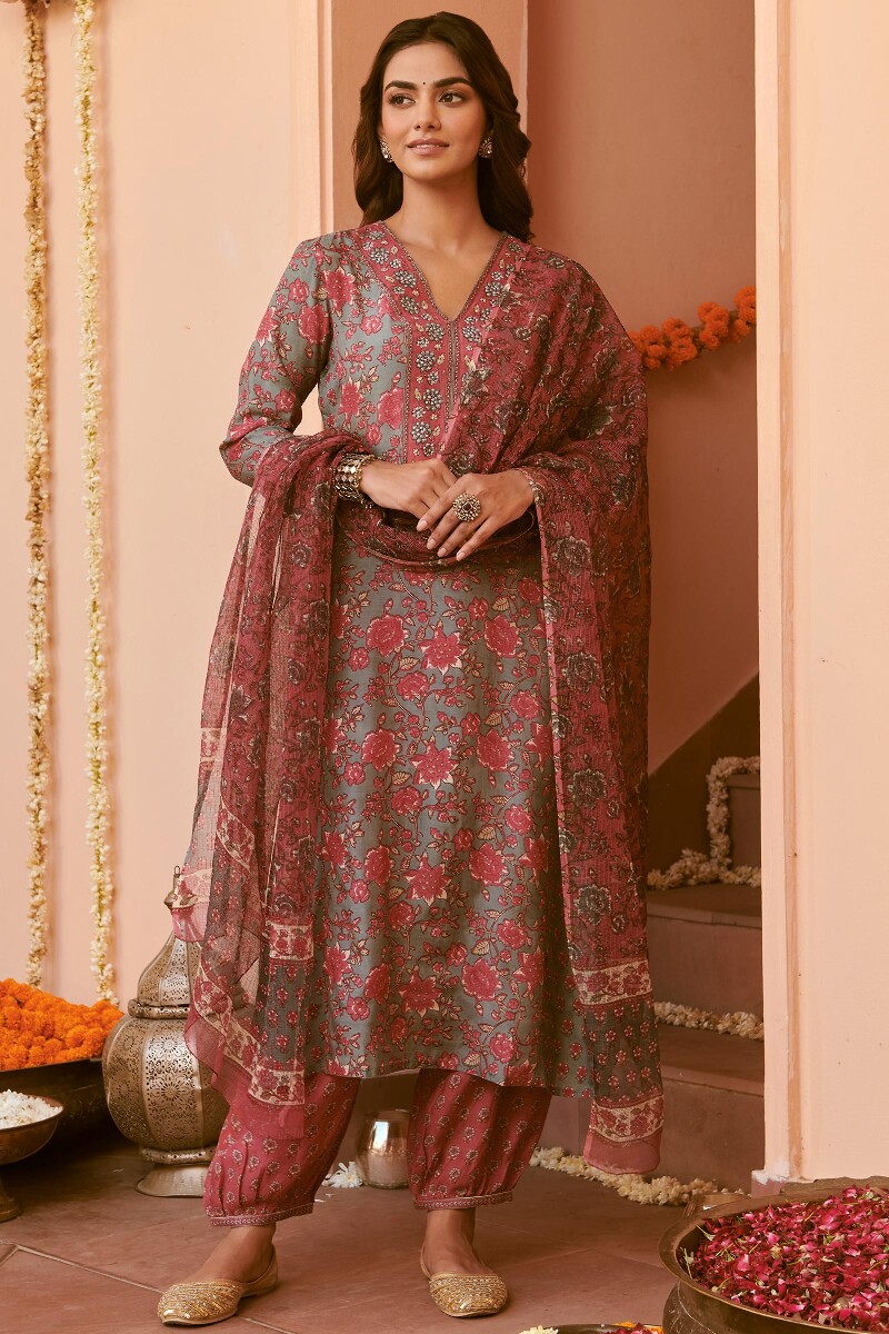 Pink Hand Printed Kota Dupatta