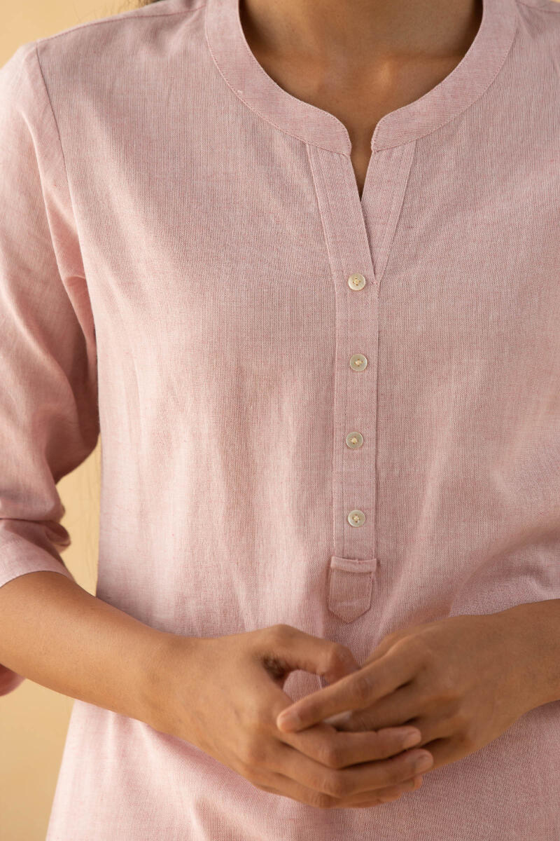 Red Handcrafted Cotton Linen Shirt