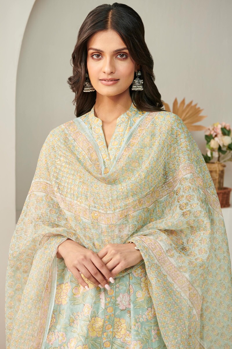 Blue Hand Block Printed Kota Dupatta