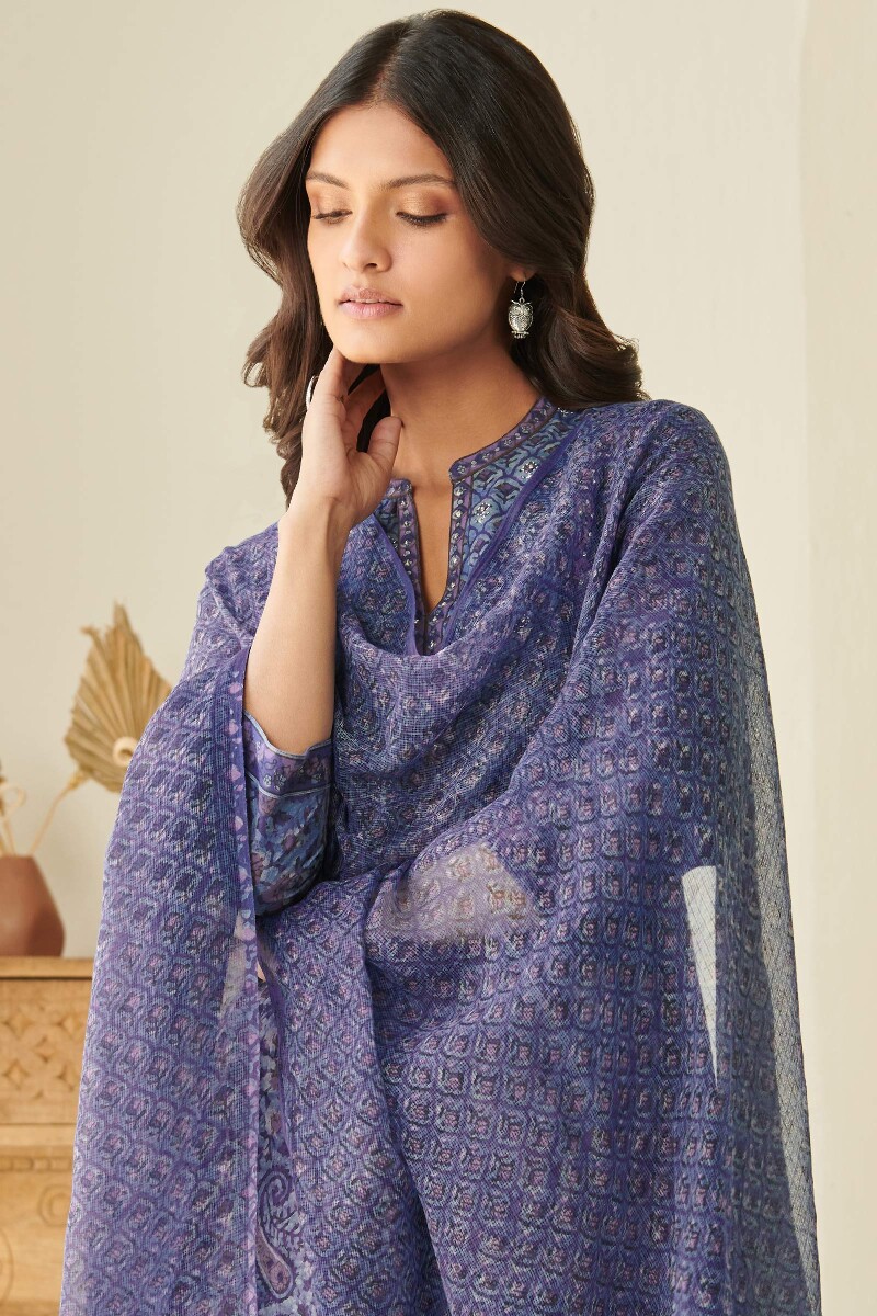 Akola Hand Block Printed Kota Dupatta