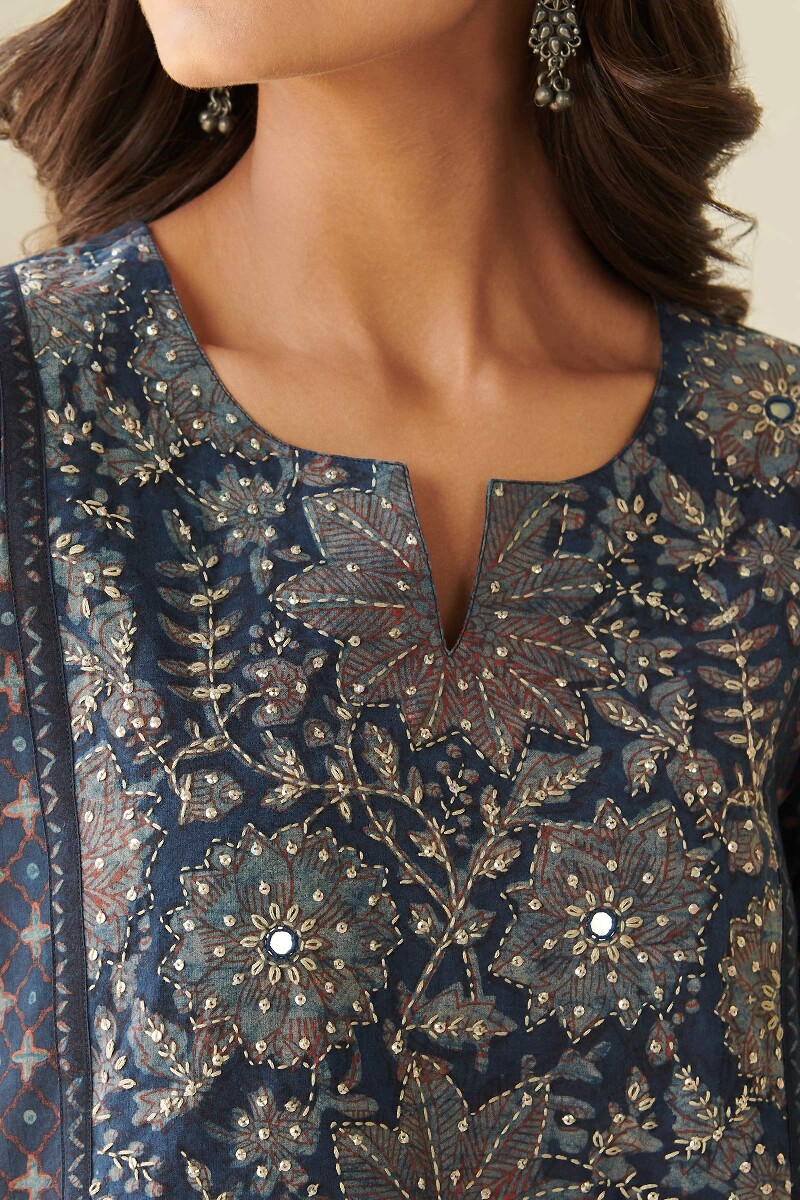 Akola Hand Block Printed Straight Cotton Kurta