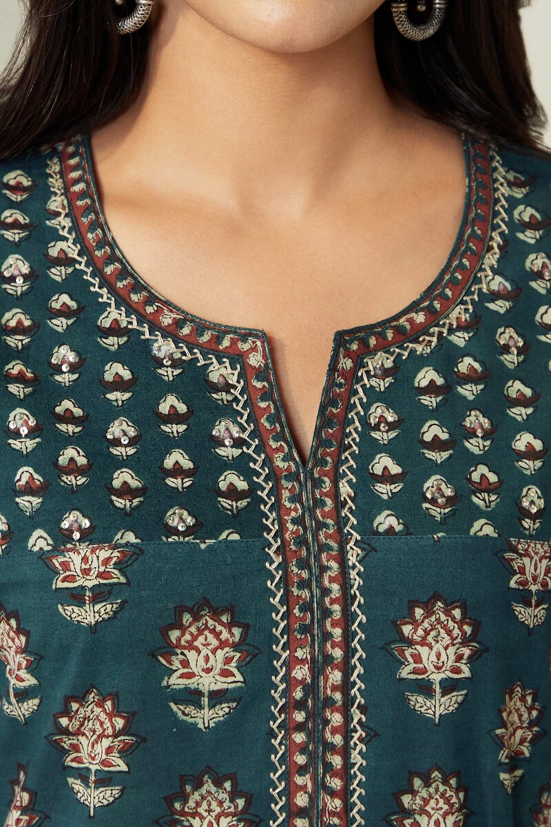 Bagru Hand Block Printed Straight Cotton Kurta