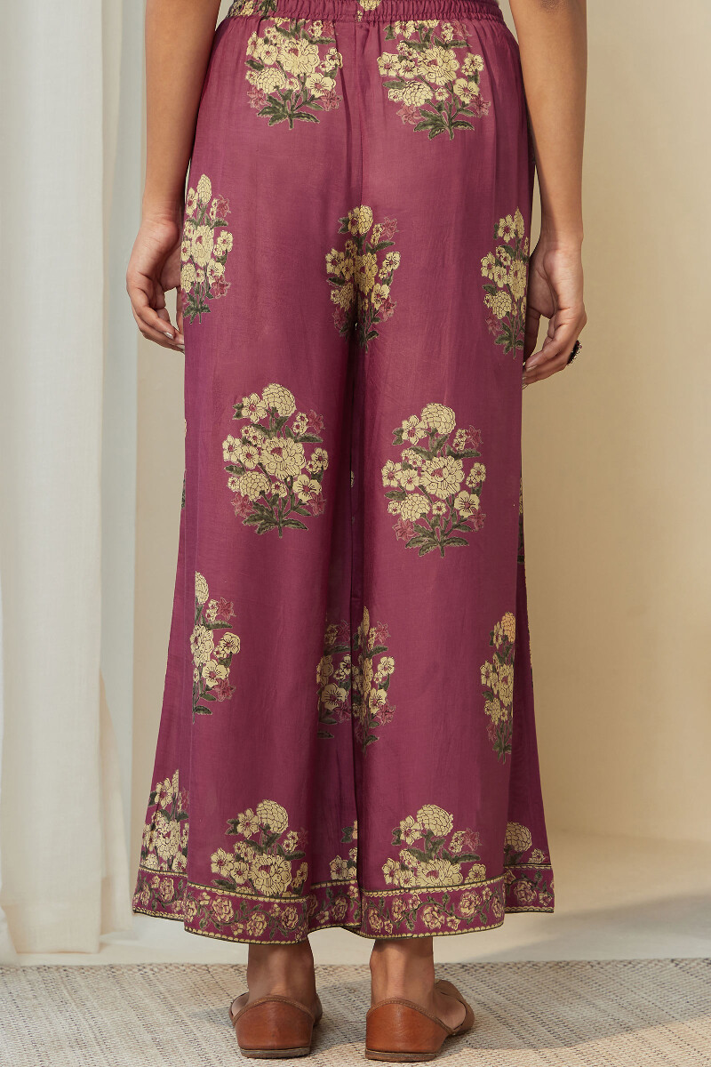 Pink Hand Block Printed Modal Viscose Palazzo