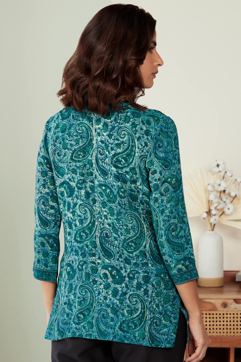 Akola Hand Block-Printed Viscose Top