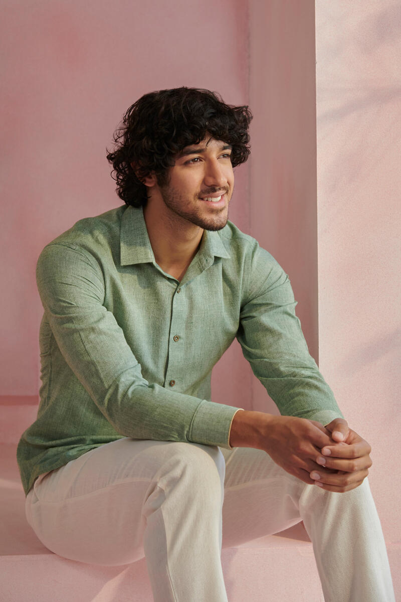 Green Handcrafted Cotton Shirt