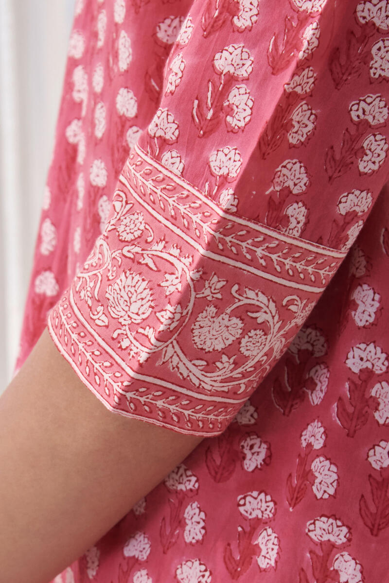 Pink Hand Block Printed Cotton Loungewear Set