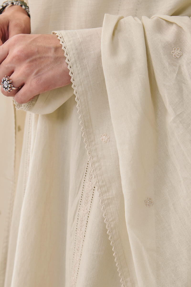Beige Handcrafted Cotton Dupatta