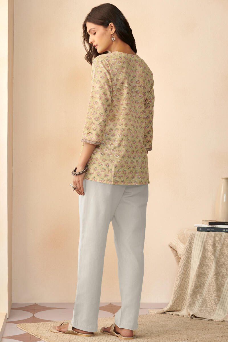 Mustard Hand Block Printed Cotton Top