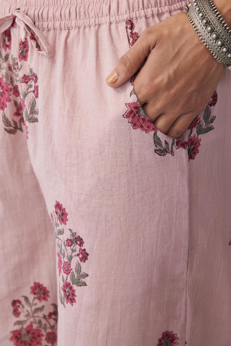 Purple Hand Block Printed Cotton Palazzo