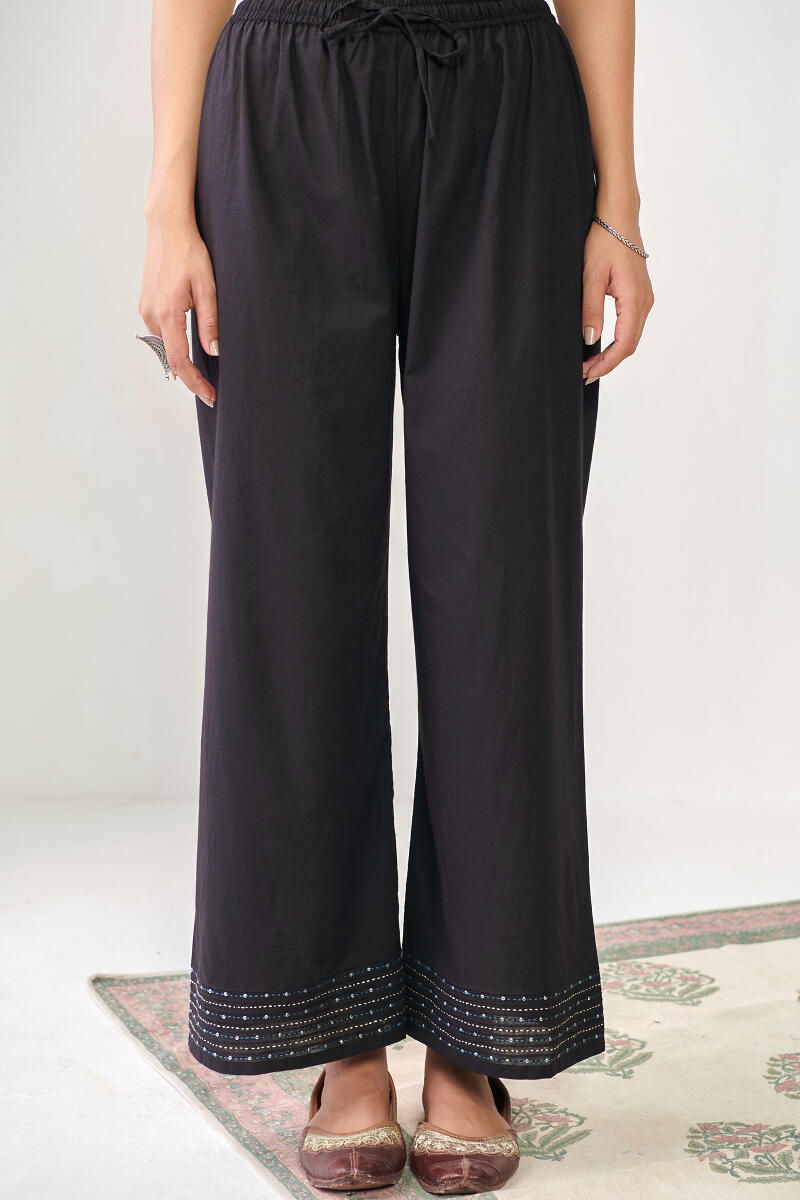 Black Handcrafted Cotton Farsi Pants