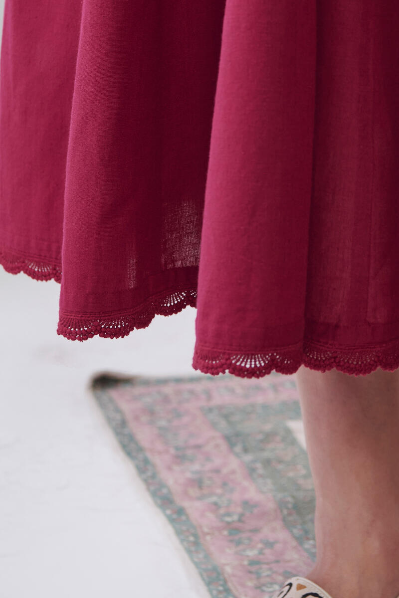 Maroon Handcrafted Cotton Dress