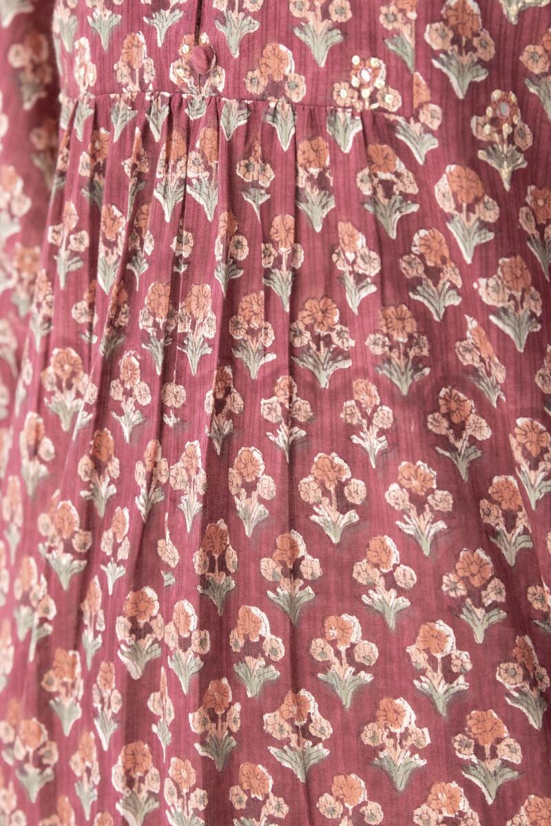 Maroon Hand Block Printed Cotton Top
