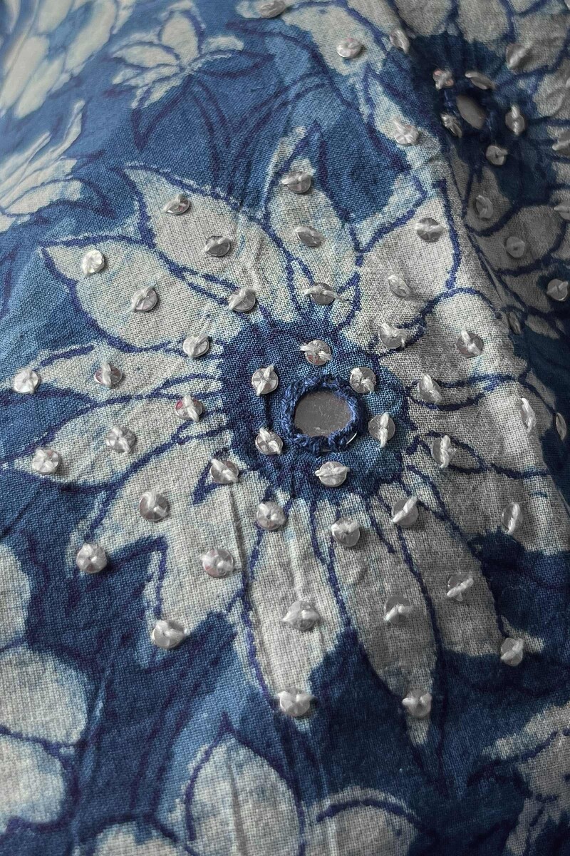 Indigo Hand Block Printed Straight Cotton Kurta