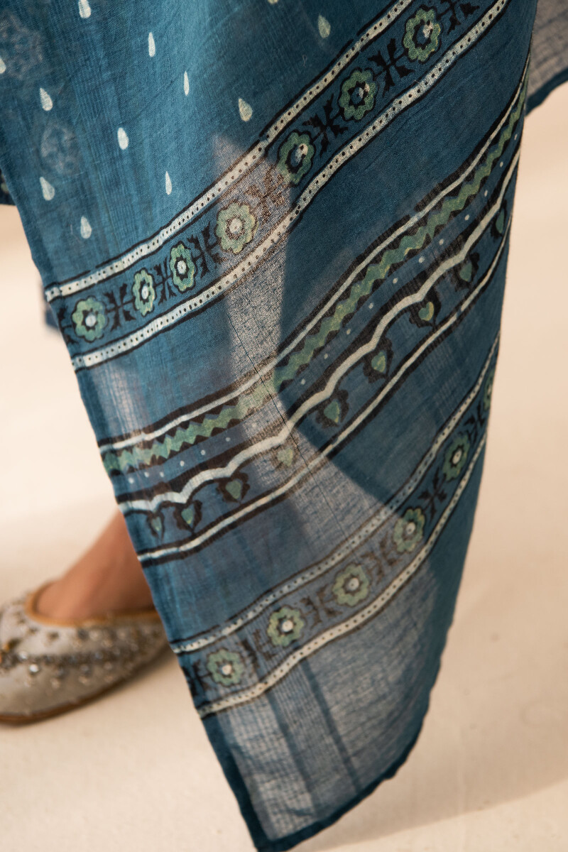 Ajrak Hand Block Printed Cotton Dupatta