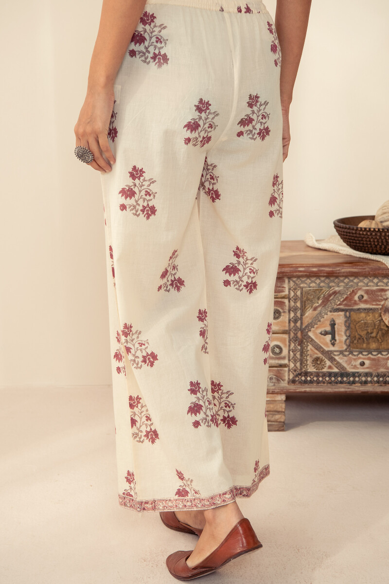 Off-White Hand Block Printed Cotton Farsi