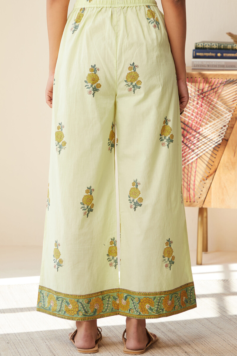Yellow Hand Block-Printed Cotton Farsi