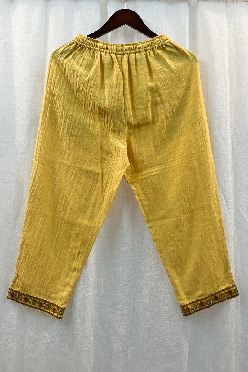 FG Specials: 1 Of 1- Yellow Handcrafted Rayon Slub Kurta and Pants