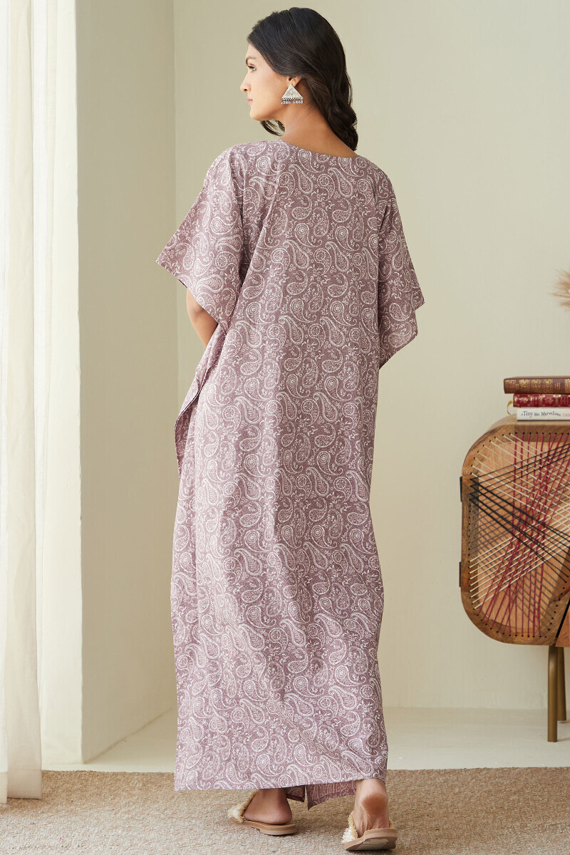 Brown Hand Printed Cotton Kaftan