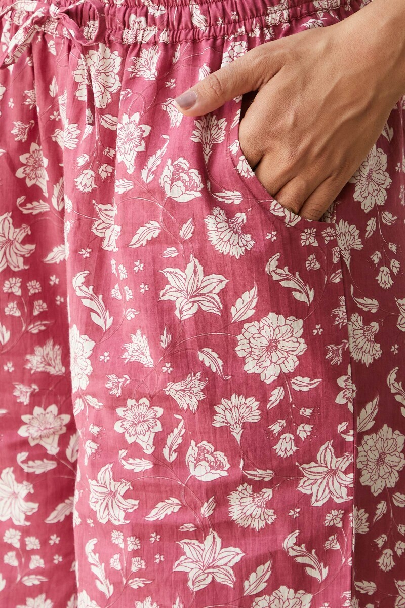 Pink Hand Printed Cotton Farsi