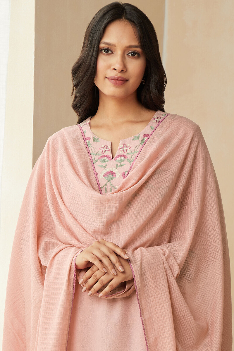 Pink Handcrafted Kota Dupatta