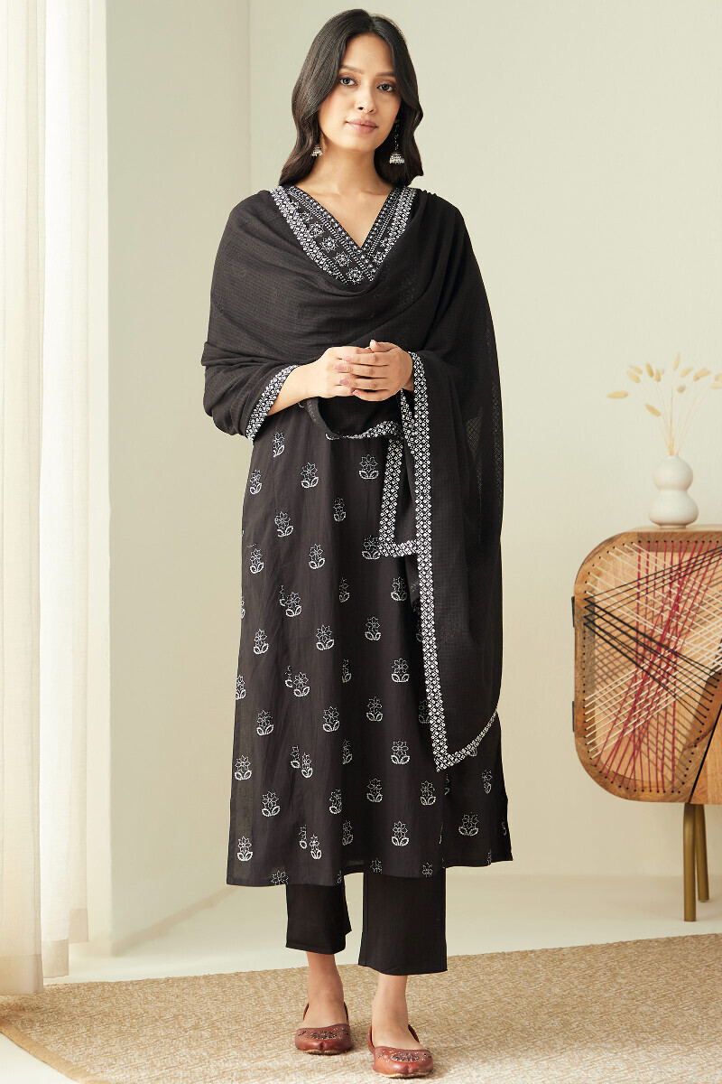 Black Handcrafted Kota Dupatta