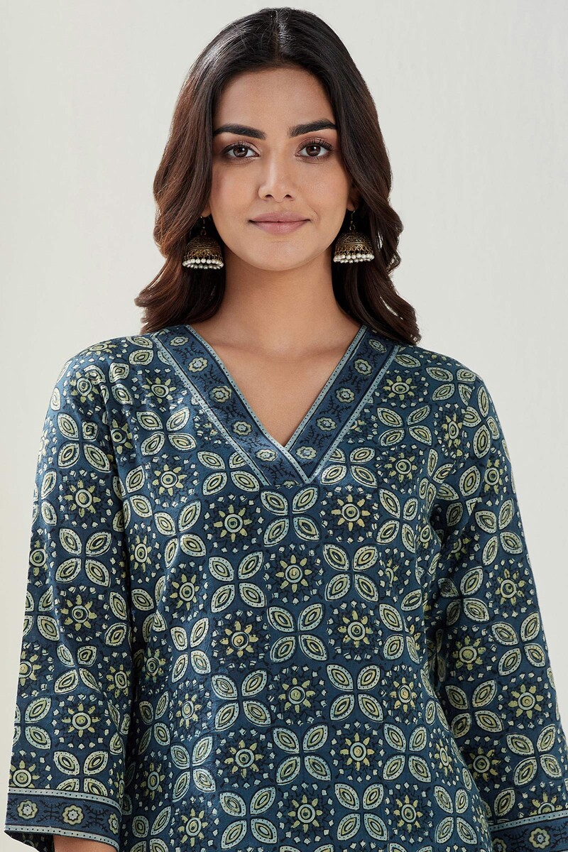 Ajrak Hand Block Printed Straight Cotton Kurta