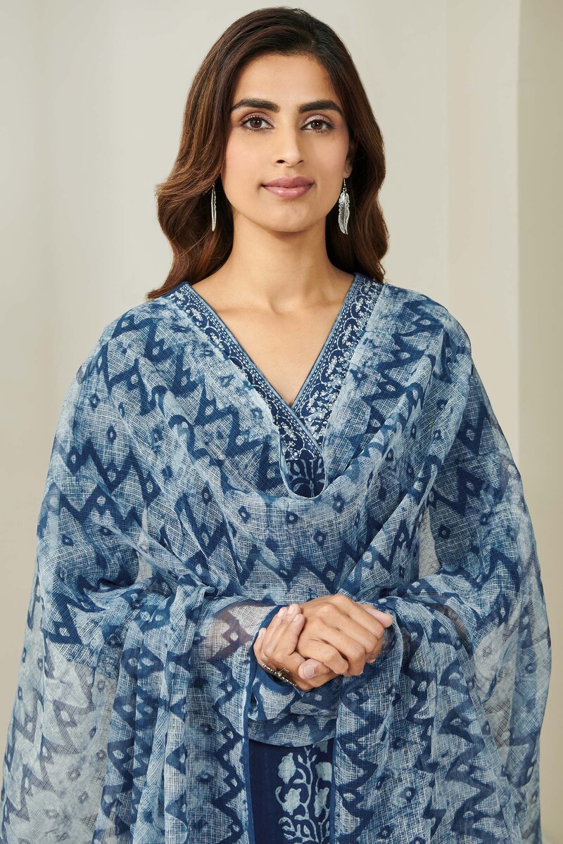 Akola Hand Block Printed Kota Dupatta