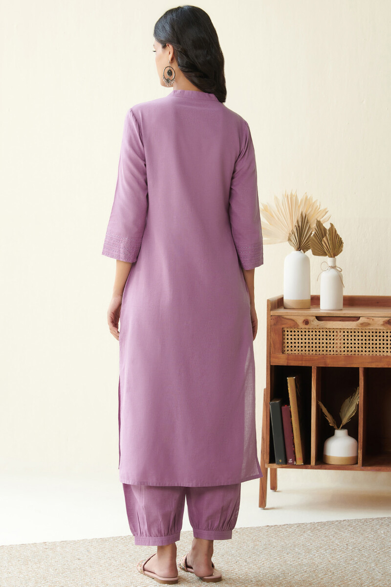 Purple Handcrafted Straight Handloom Kurta