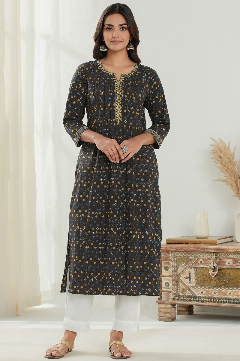 Ajrak Hand Block Printed Straight Cotton Kurta